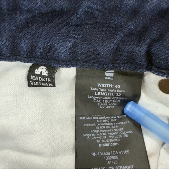 G-Star Men's Sz 42x31 Attacc Low Straight Leg Jeans Button Fly Dark Indigo Blue - Picture 2 of 14